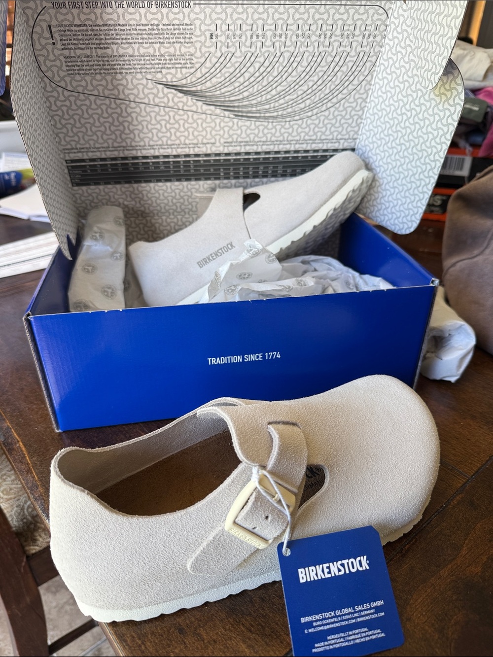 Birkenstock Beige Suede Mary Jane Clog with Buckle